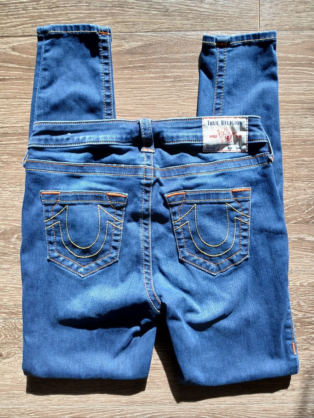 True Religion Blue Womens Sz 39 Waist Skinny Jeans Jennie Curvy Mid-Rise Logo
